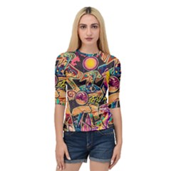 Doodle Wallpaper Texture Grafiti Multi Colored Art Quarter Sleeve Raglan Tee