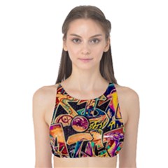 Doodle Wallpaper Texture Grafiti Multi Colored Art Tank Bikini Top