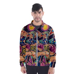 Doodle Wallpaper Texture Grafiti Multi Colored Art Men s Windbreaker by danenraven