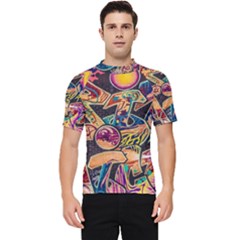 Doodle Wallpaper Texture Grafiti Multi Colored Art Men s Short Sleeve Rash Guard by danenraven