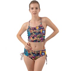 Doodle Wallpaper Texture Grafiti Multi Colored Art Mini Tank Bikini Set