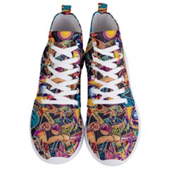 Doodle Wallpaper Texture Grafiti Multi Colored Art Men s Lightweight High Top Sneakers by danenraven