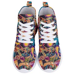 Doodle Wallpaper Texture Grafiti Multi Colored Art Women s Lightweight High Top Sneakers by danenraven