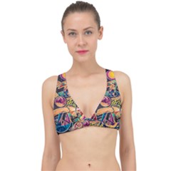 Doodle Wallpaper Texture Grafiti Multi Colored Art Classic Banded Bikini Top