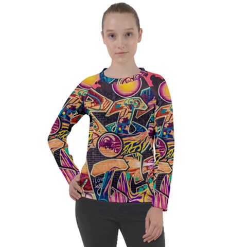 Doodle Wallpaper Texture Grafiti Multi Colored Art Women s Long Sleeve Raglan Tee by danenraven