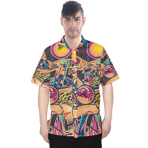 Doodle Wallpaper Texture Grafiti Multi Colored Art Men s Hawaii Shirt by danenraven