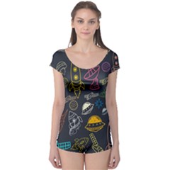 Seamless Outer Space Pattern Boyleg Leotard  by danenraven