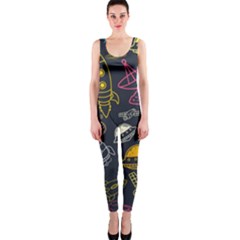 Seamless Outer Space Pattern One Piece Catsuit by danenraven