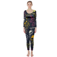 Seamless Outer Space Pattern Long Sleeve Catsuit by danenraven