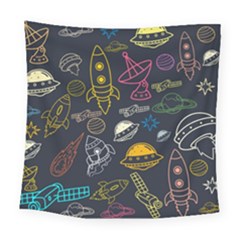 Seamless Outer Space Pattern Square Tapestry (large) by danenraven