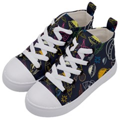 Seamless Outer Space Pattern Kids  Mid-top Canvas Sneakers by danenraven