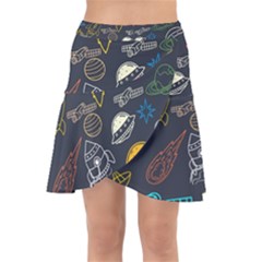 Seamless Outer Space Pattern Wrap Front Skirt by danenraven