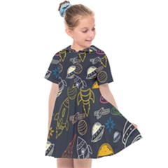 Seamless Outer Space Pattern Kids  Sailor Dress by danenraven