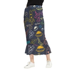 Seamless Outer Space Pattern Maxi Fishtail Chiffon Skirt by danenraven