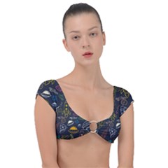 Seamless Outer Space Pattern Cap Sleeve Ring Bikini Top by danenraven