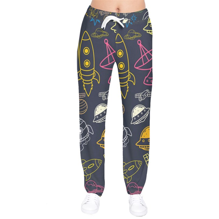 Seamless Outer Space Pattern Women velvet Drawstring Pants