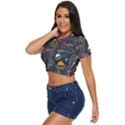 Seamless Outer Space Pattern Side Button Cropped Tee View2