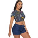 Seamless Outer Space Pattern Side Button Cropped Tee View3