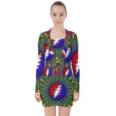 Grateful Dead V-neck Bodycon Long Sleeve Dress