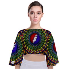 Grateful Dead Tie Back Butterfly Sleeve Chiffon Top