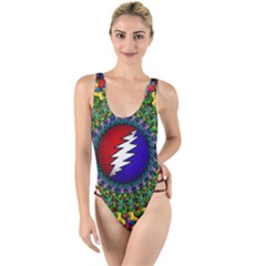 Grateful Dead High Leg Strappy Swimsuit by Jancukart