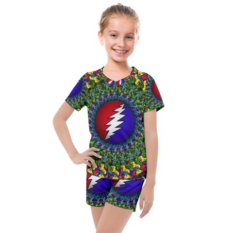 Grateful Dead Kids  Mesh Tee And Shorts Set by Jancukart