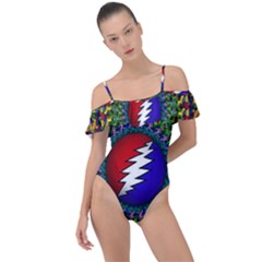 Grateful Dead Frill Detail One Piece Swimsuit by Jancukart