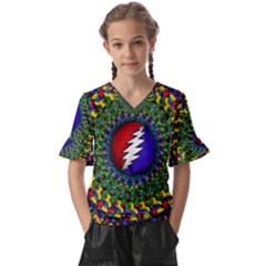 Grateful Dead Kids  V-neck Horn Sleeve Blouse by Jancukart