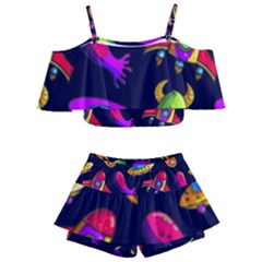 Space Pattern Kids  Off Shoulder Skirt Bikini by Ravend