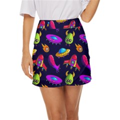 Space Pattern Mini Front Wrap Skirt by Ravend