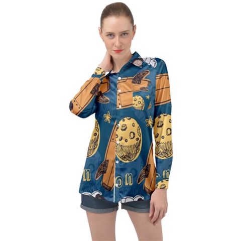 Missile Pattern Long Sleeve Satin Shirt by Ravend