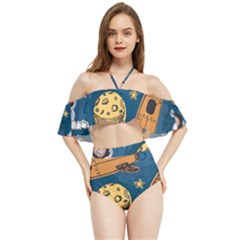 Missile Pattern Halter Flowy Bikini Set  by Ravend