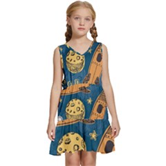 Missile Pattern Kids  Sleeveless Tiered Mini Dress by Ravend