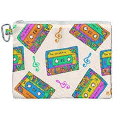 Seamless Pattern With Colorful Cassettes Hippie Style Doodle Musical Texture Wrapping Fabric Vector Canvas Cosmetic Bag (xxl) by Ravend