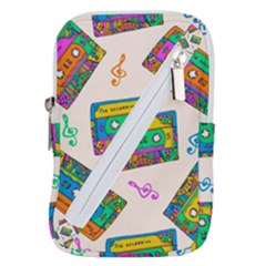 Seamless Pattern With Colorful Cassettes Hippie Style Doodle Musical Texture Wrapping Fabric Vector Belt Pouch Bag (small) by Ravend