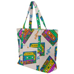 Seamless Pattern With Colorful Cassettes Hippie Style Doodle Musical Texture Wrapping Fabric Vector Zip Up Canvas Bag by Ravend