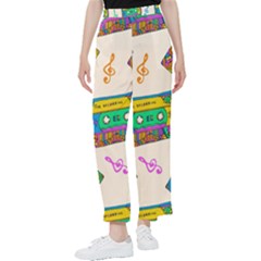 Seamless Pattern With Colorful Cassettes Hippie Style Doodle Musical Texture Wrapping Fabric Vector Women s Pants  by Ravend