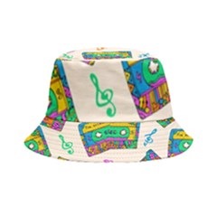 Seamless Pattern With Colorful Cassettes Hippie Style Doodle Musical Texture Wrapping Fabric Vector Inside Out Bucket Hat by Ravend