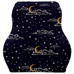 Hand Drawn Scratch Style Night Sky With Moon Cloud Space Among Stars Seamless Pattern Vector Design Car Seat Velour Cushion  by Ravend