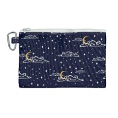 Hand Drawn Scratch Style Night Sky With Moon Cloud Space Among Stars Seamless Pattern Vector Design Canvas Cosmetic Bag (large) by Ravend