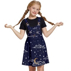 Hand Drawn Scratch Style Night Sky With Moon Cloud Space Among Stars Seamless Pattern Vector Design Kids  Apron Dress