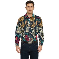 Vintage Art Tattoos Colorful Seamless Pattern Men s Long Sleeve  Shirt by Ravend