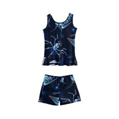 Colorful Abstract Pattern Consisting Glowing Lights Luminescent Images Marine Plankton Dark Kids  Boyleg Swimsuit by Ravend