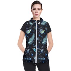 Colorful Abstract Pattern Consisting Glowing Lights Luminescent Images Marine Plankton Dark Women s Puffer Vest by Ravend