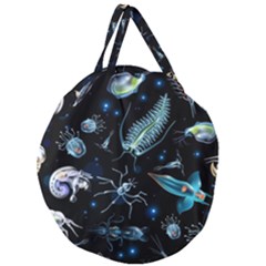 Colorful Abstract Pattern Consisting Glowing Lights Luminescent Images Marine Plankton Dark Giant Round Zipper Tote by Ravend