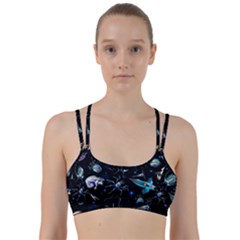 Colorful Abstract Pattern Consisting Glowing Lights Luminescent Images Marine Plankton Dark Line Them Up Sports Bra by Ravend