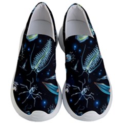 Colorful Abstract Pattern Consisting Glowing Lights Luminescent Images Marine Plankton Dark Women s Lightweight Slip Ons by Ravend