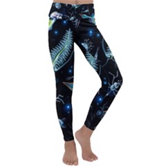 Colorful Abstract Pattern Consisting Glowing Lights Luminescent Images Marine Plankton Dark Kids  Lightweight Velour Classic Yoga Leggings