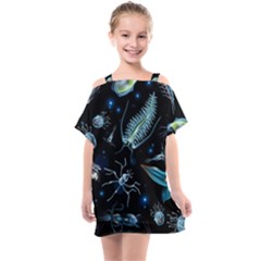 Colorful Abstract Pattern Consisting Glowing Lights Luminescent Images Marine Plankton Dark Kids  One Piece Chiffon Dress by Ravend