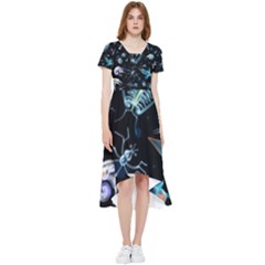 Colorful Abstract Pattern Consisting Glowing Lights Luminescent Images Marine Plankton Dark High Low Boho Dress by Ravend